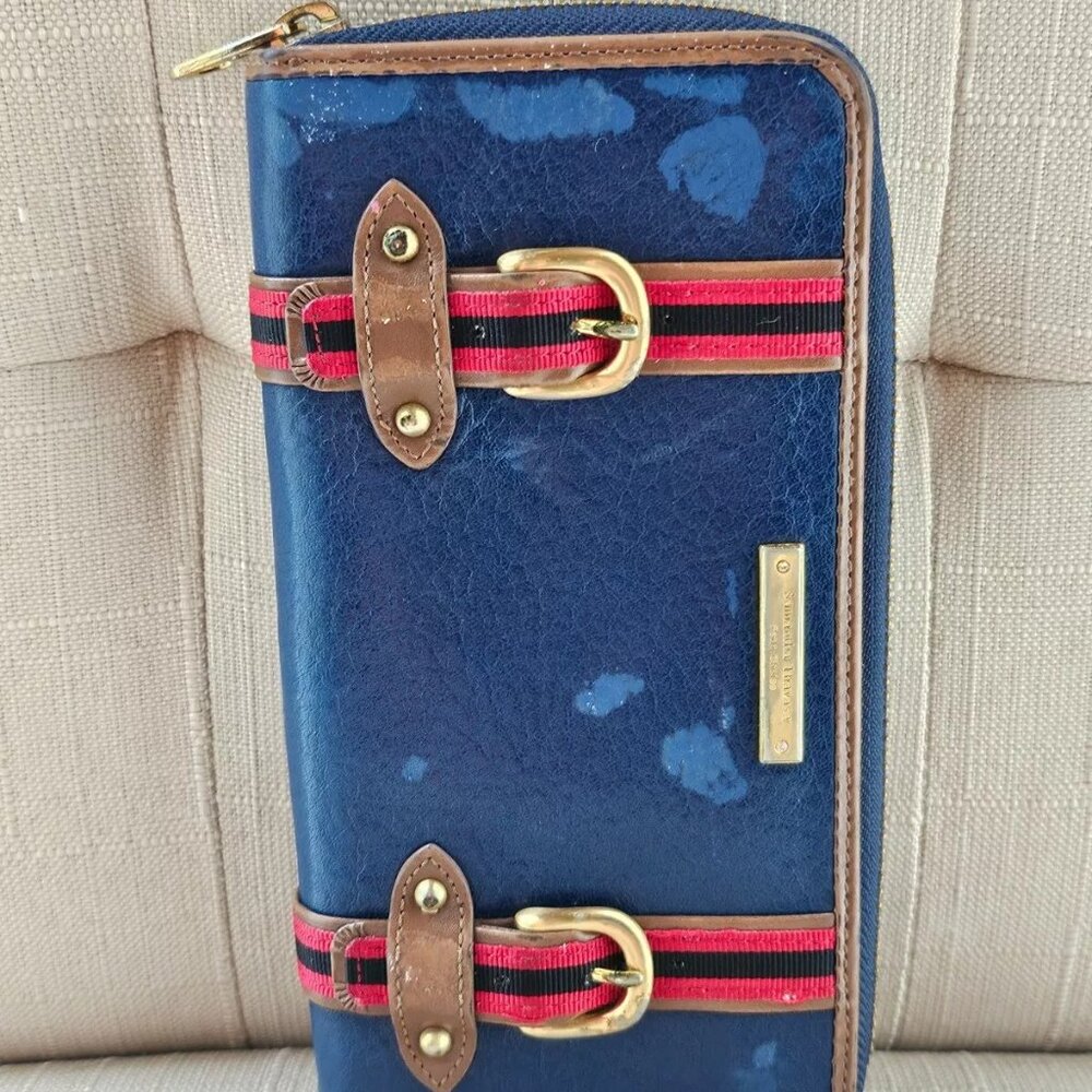 Samantha Thavasa Petit Choice Wallet Clutch Blue Card Holder Purse Zip Around - Picture 2 of 10